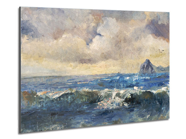 Dull Skies Over The Crashing Waves Metal Print