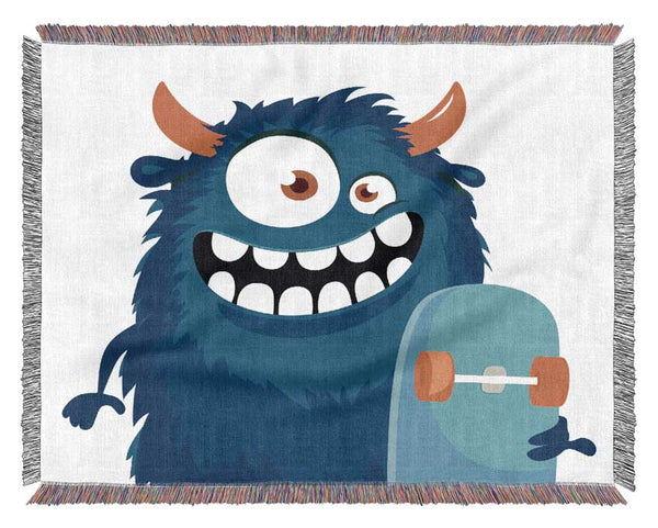 Monster Skateboarder Woven Blanket