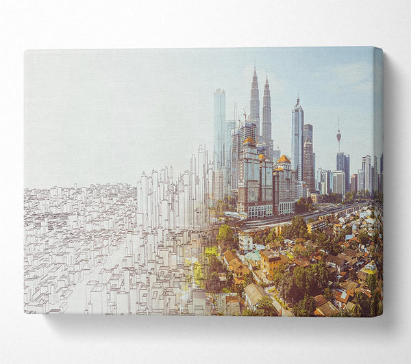  A Canvas Print of Sketch To Reality City Canvas Print