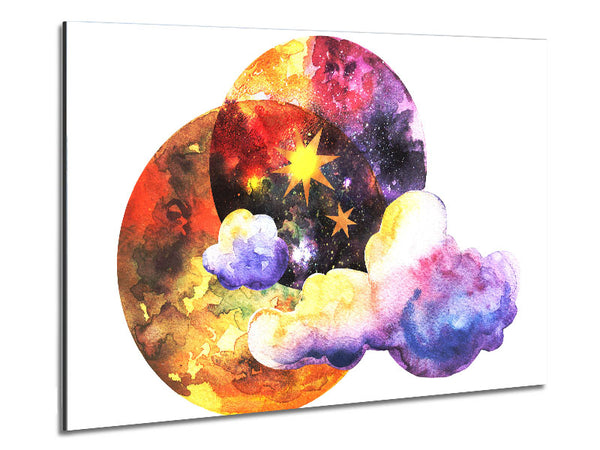 Two Moons And Cloud Metal Print