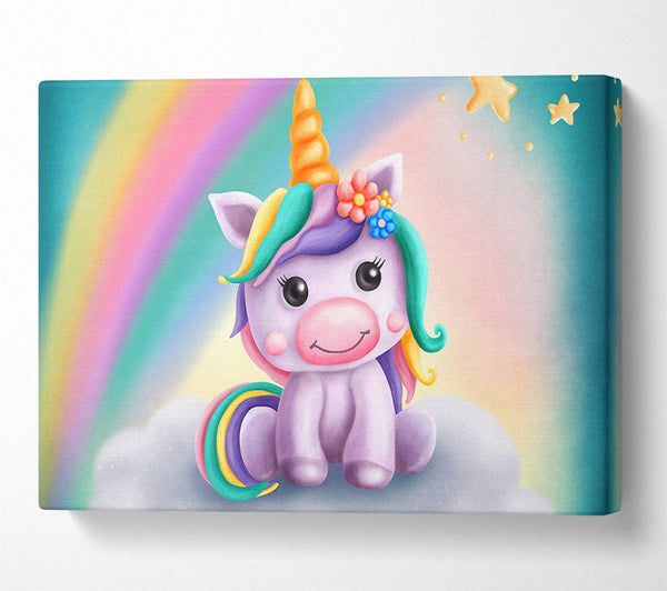  A Canvas Print of Unicorn Rainbow Happy Canvas Print