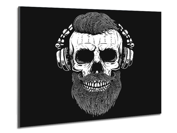 Dj Headphones Skull Beard Metal Print