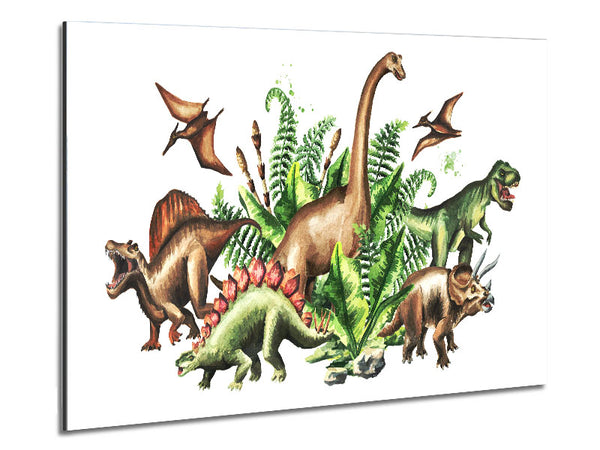 Dinosaur Crew Metal Print