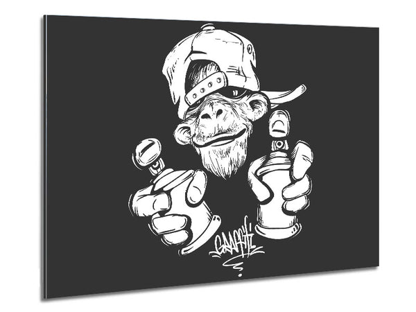 Spray Can Monkey Metal Print
