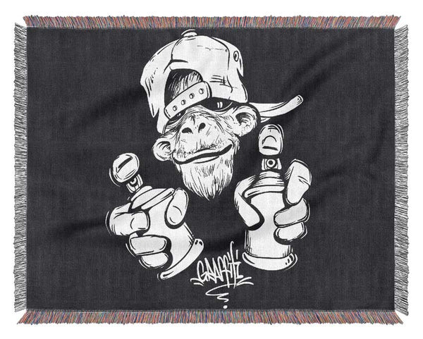Spray Can Monkey Woven Blanket