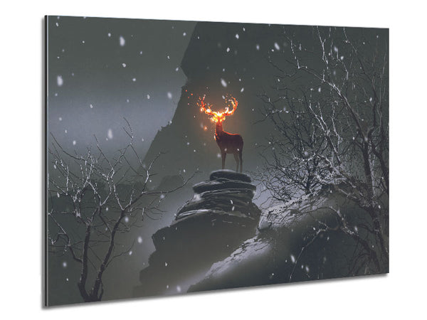 Fire Stag Metal Print