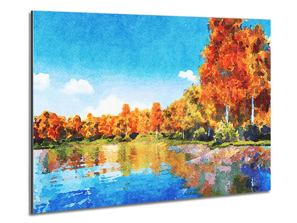 Vibrant Orange Trees Metal Print