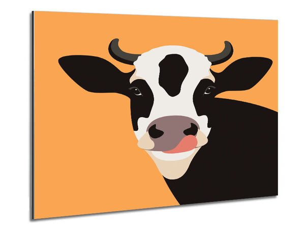 The Cow On Orange Metal Print