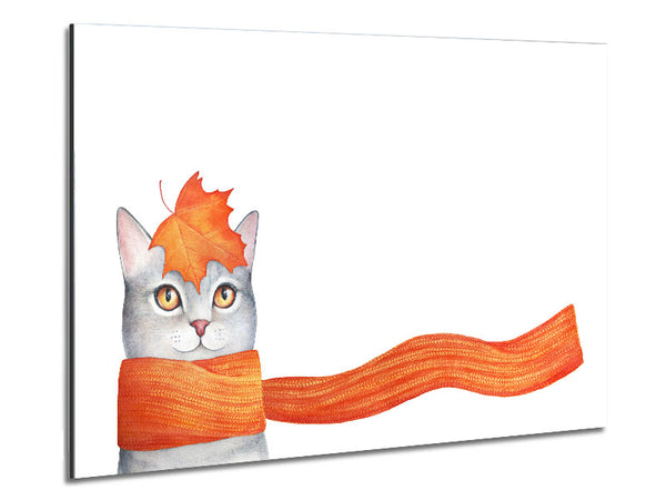 Cat With An Orange Scarf Metal Print