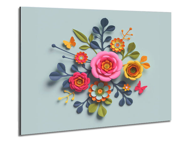 Three Dimensional Flowers Metal Print