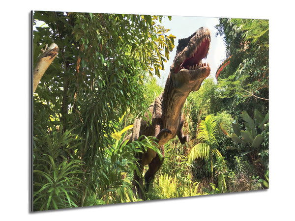 T-Rex Attack Metal Print