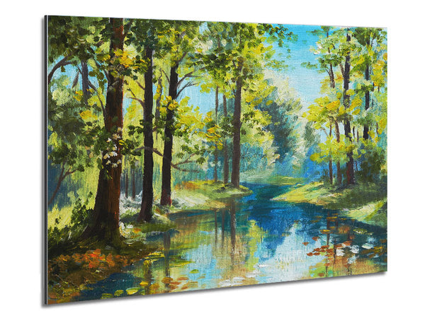 The Forest Painting Green Metal Print