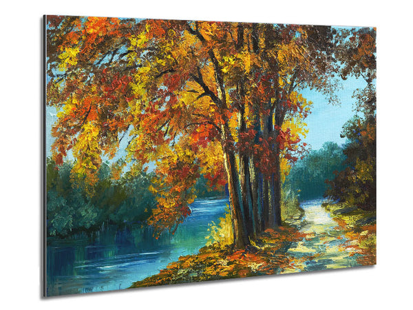 Autumn Tree Branches Painting Metal Print