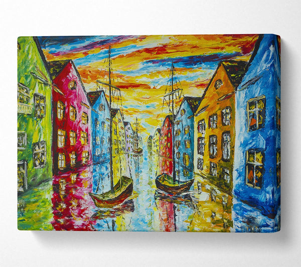  A Canvas Print of The Sea Village Painted Canvas Art