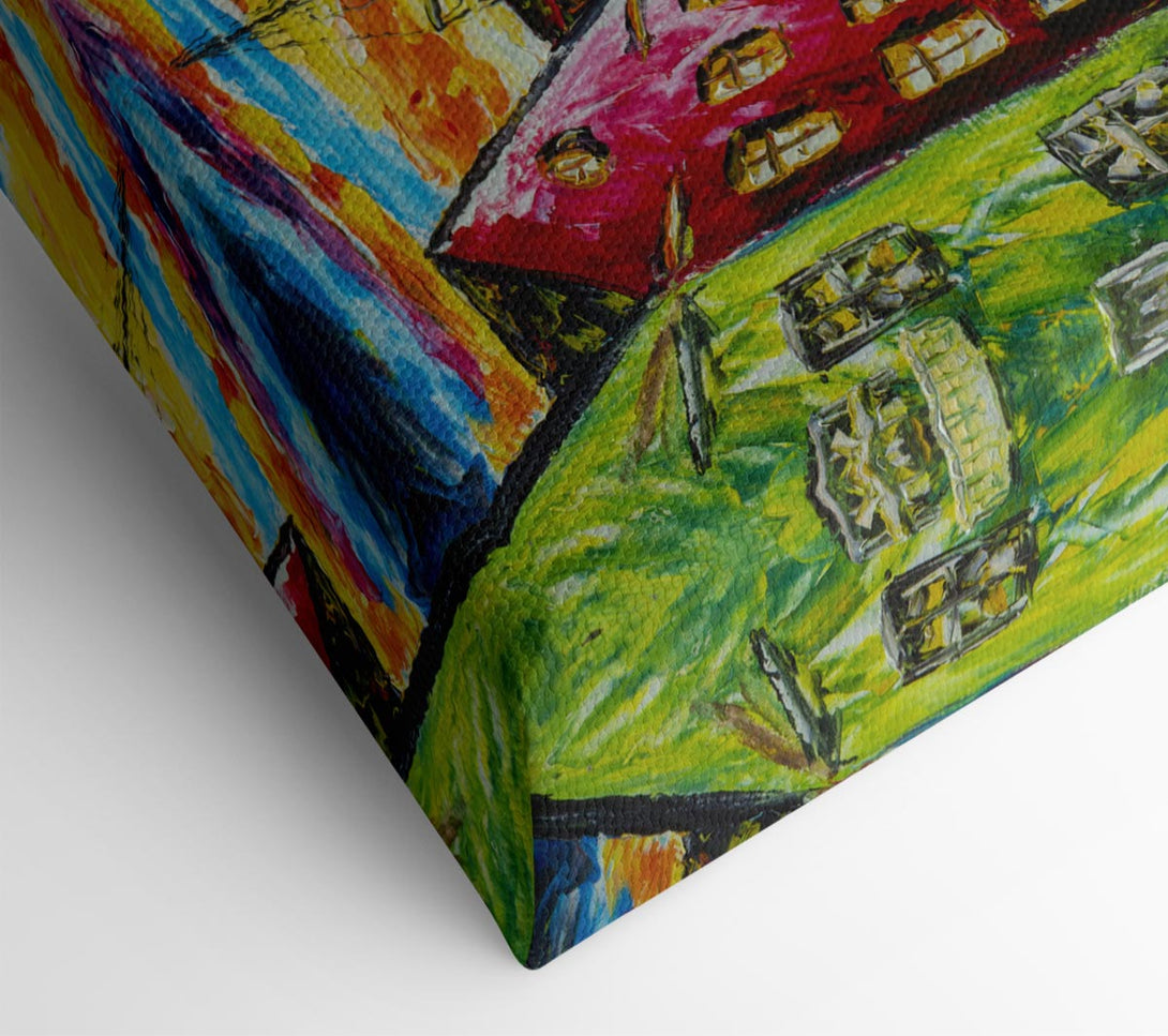  A Canvas Print of The Sea Village Painted Canvas Art