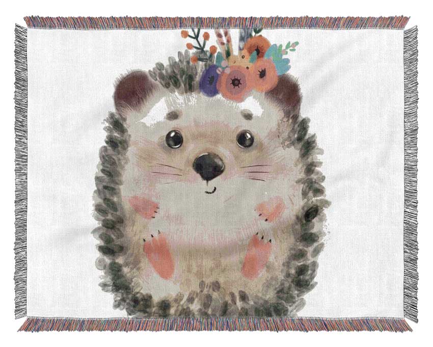 The Curled Up Hedgehog Woven Blanket