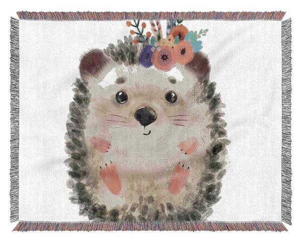 The Curled Up Hedgehog Woven Blanket