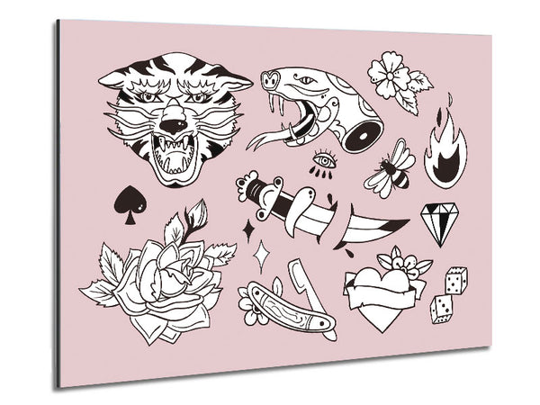 Tattoo Flash Design Dagger Metal Print