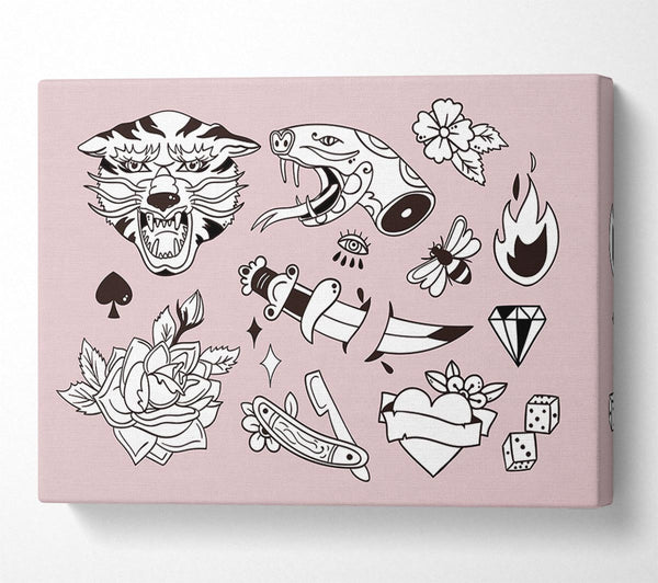  A Canvas Print of Tattoo Flash Design Dagger Canvas Print