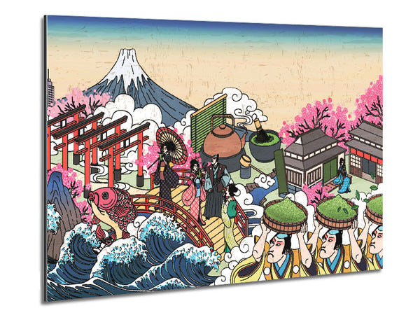 Japanese Collage Art Metal Print