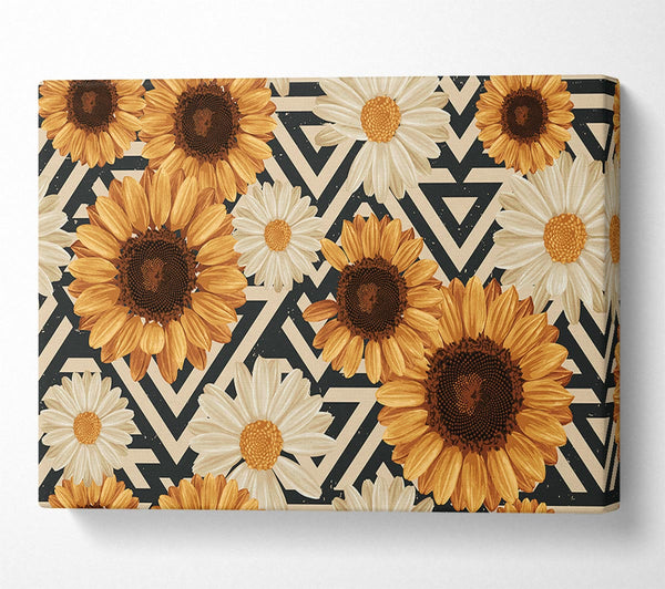  A Canvas Print of Summer Flowers On Abstract Canvas Art