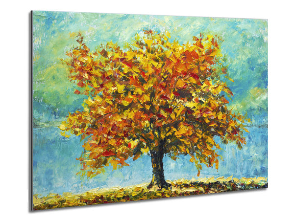 Tree Burns Orange Metal Print
