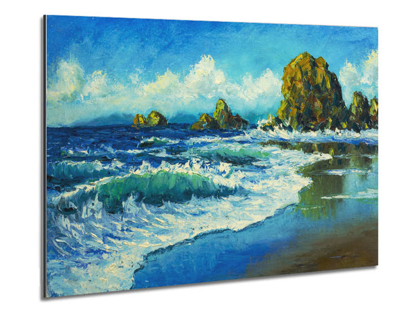Ocean Spreading On The Sand Metal Print