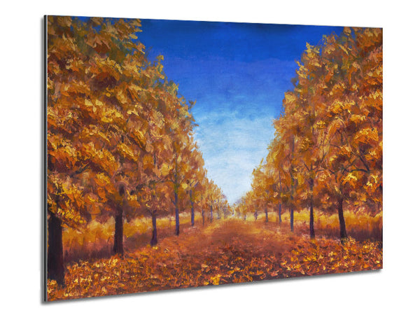 The Road Through The Orange Forest Metal Print