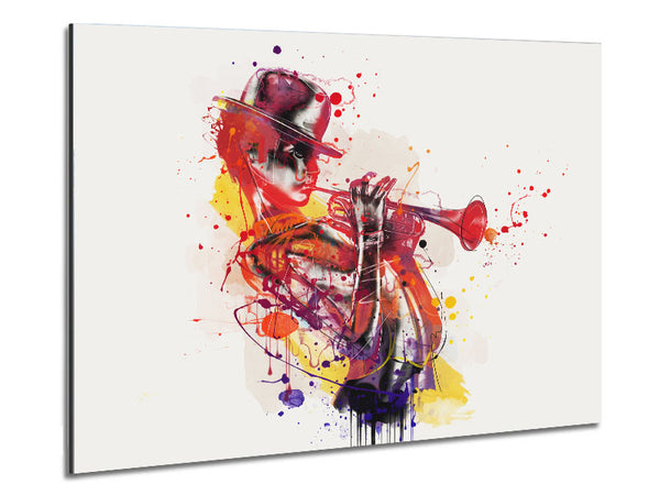 Playing The Horn Metal Print
