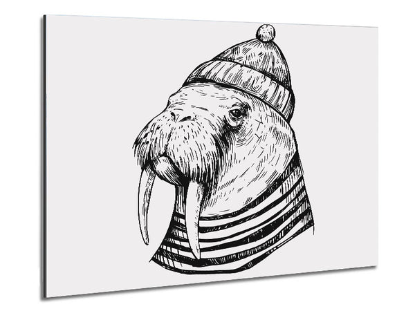 Hipster Walrus Metal Print