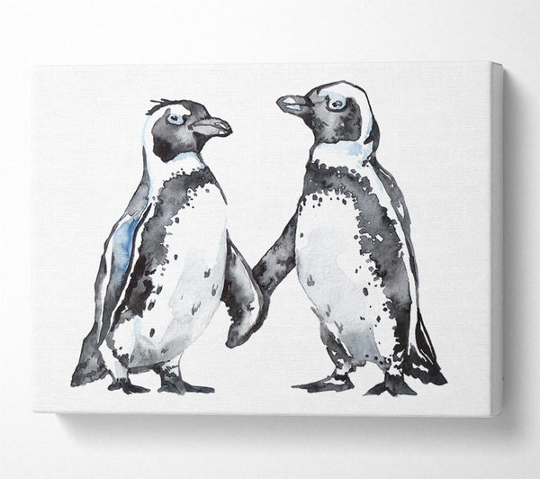  A Canvas Print of Two Penguins Shaking Canvas Print