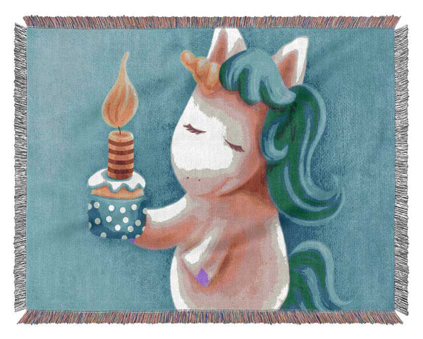 Birthday Cake Unicorn Woven Blanket