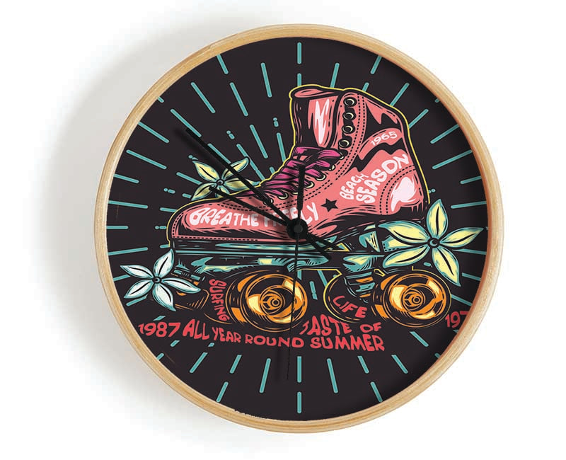 Skating Retro Style Clock - Wallart-Direct UK