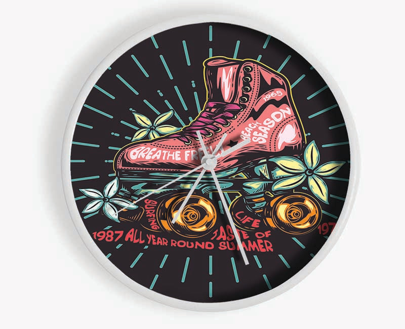 Skating Retro Style Clock - Wallart-Direct UK