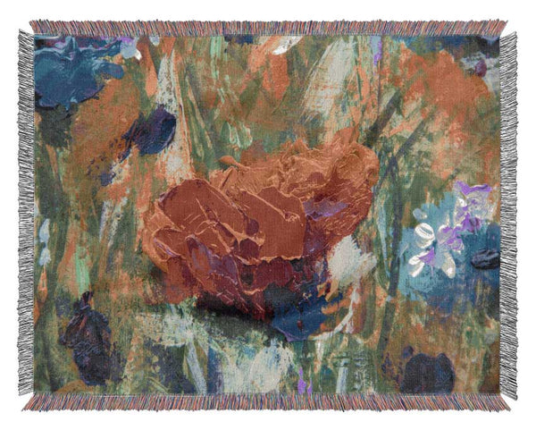 Red Flower Abstract Paints Woven Blanket