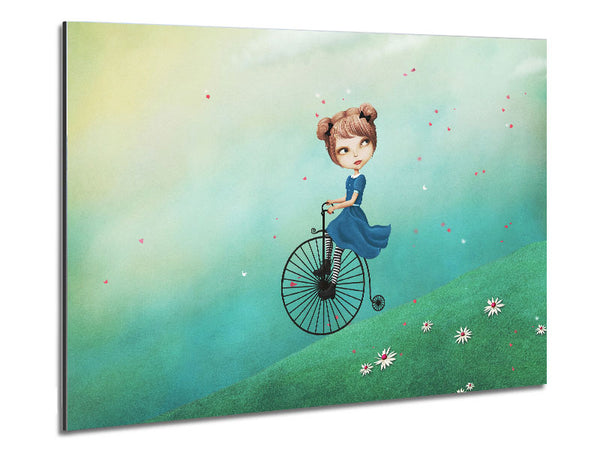 Alice In Wonderland Penny Farthing Metal Print
