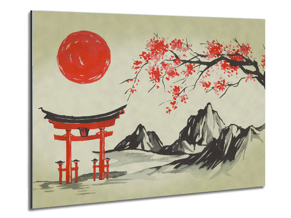 Ethnic Japanese Sun Metal Print