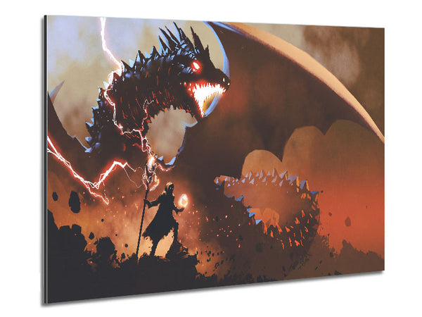 Confronting The Dragon Metal Print