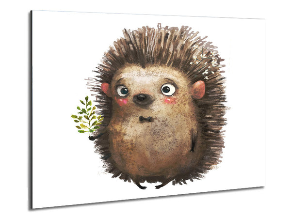Hedgehog With Flowers Metal Print