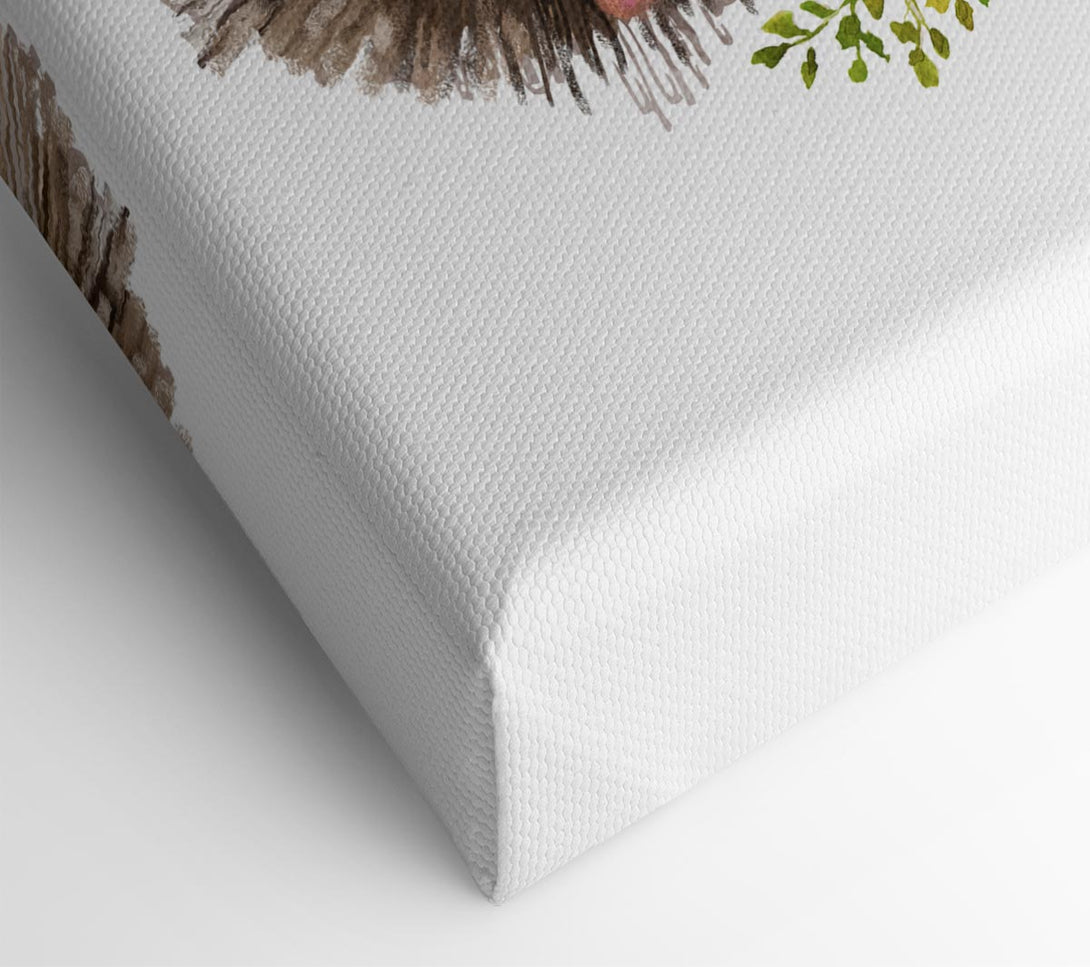  A Canvas Print of Hedgehog With Flowers Canvas Art