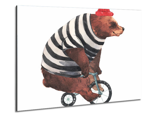 Bear On A Bike Metal Print