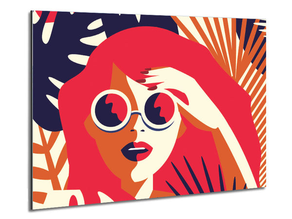 Sunshine Glasses Woman Metal Print