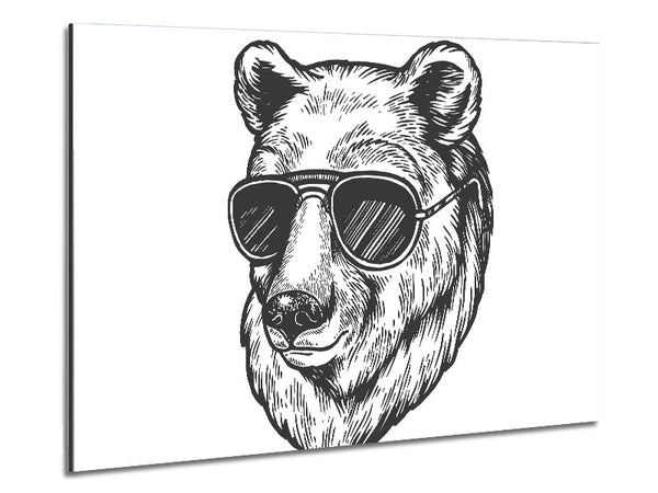 Bear Sunglasses Chill Metal Print