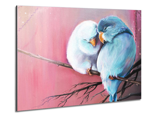 Two Love Birds On A Branch Metal Print