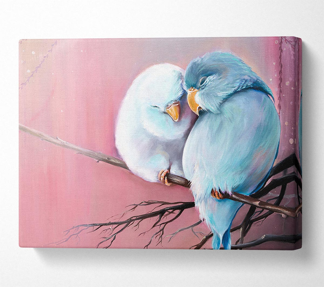  A Canvas Print of Two Love Birds On A Branch Canvas Art