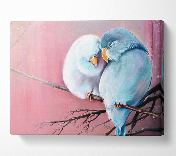  A Canvas Print of Two Love Birds On A Branch Canvas Art