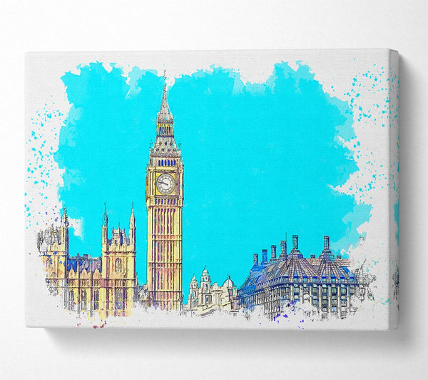  A Canvas Print of London Big Ben Splatter Canvas Wall Art