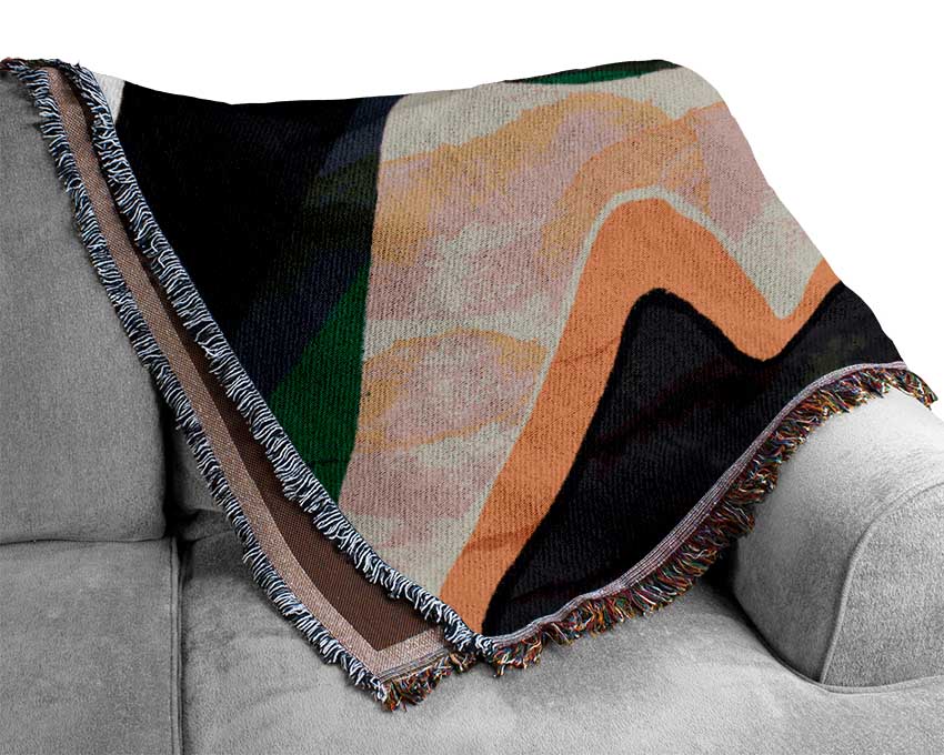 Red Sun Mountain Abstract Woven Blanket