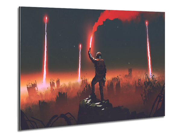 Lifting The Smoke Grenade Metal Print