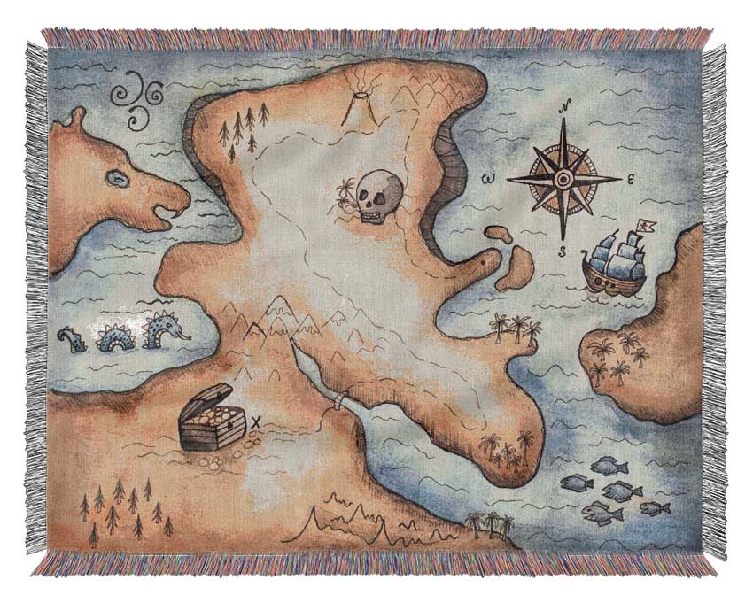 Pirate Treasure Map Woven Blanket